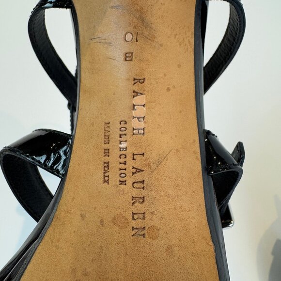 Ralph Lauren Purple Label Black Patent Leather Platform Sandals, US 10 - Picture 10 of 16